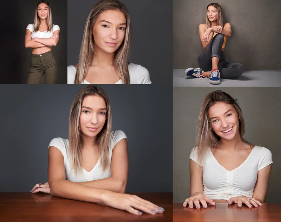 Professional model comp card photography Philadelphia - diverse portfolio examples for agency submissions