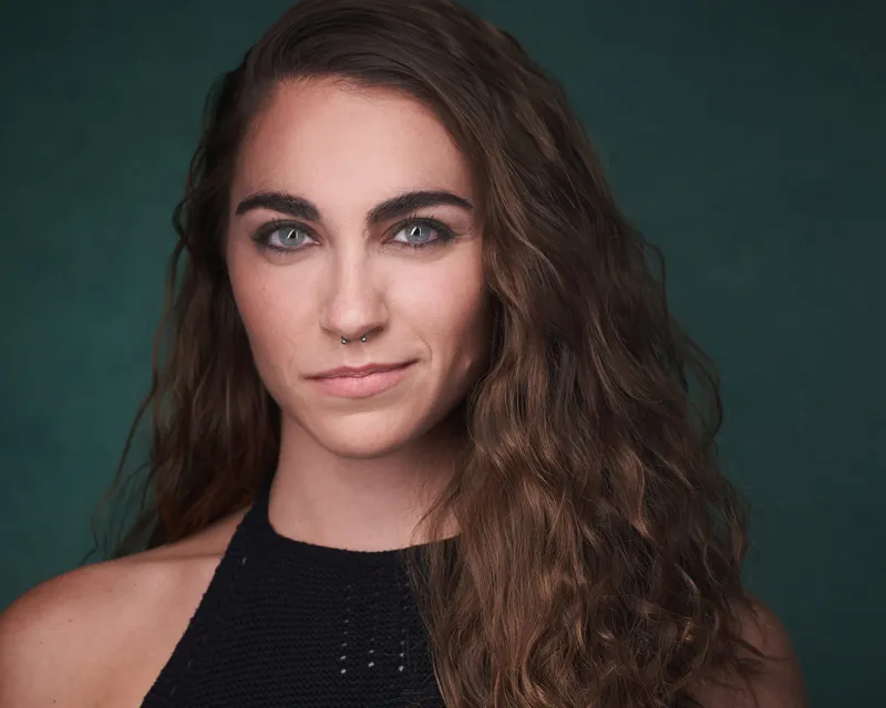 College audition headshot example with warm commercial smile