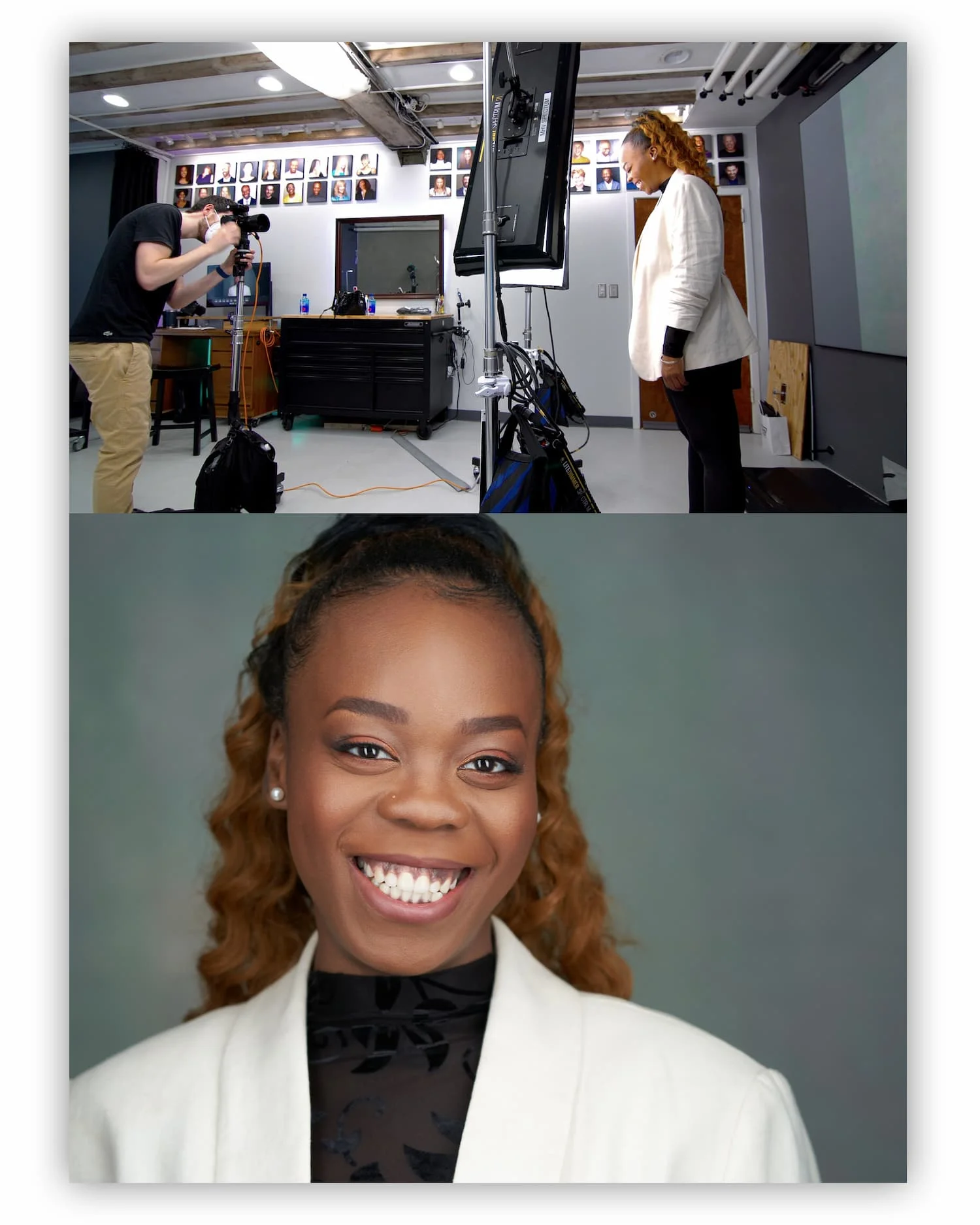 Professional team headshot session in progress