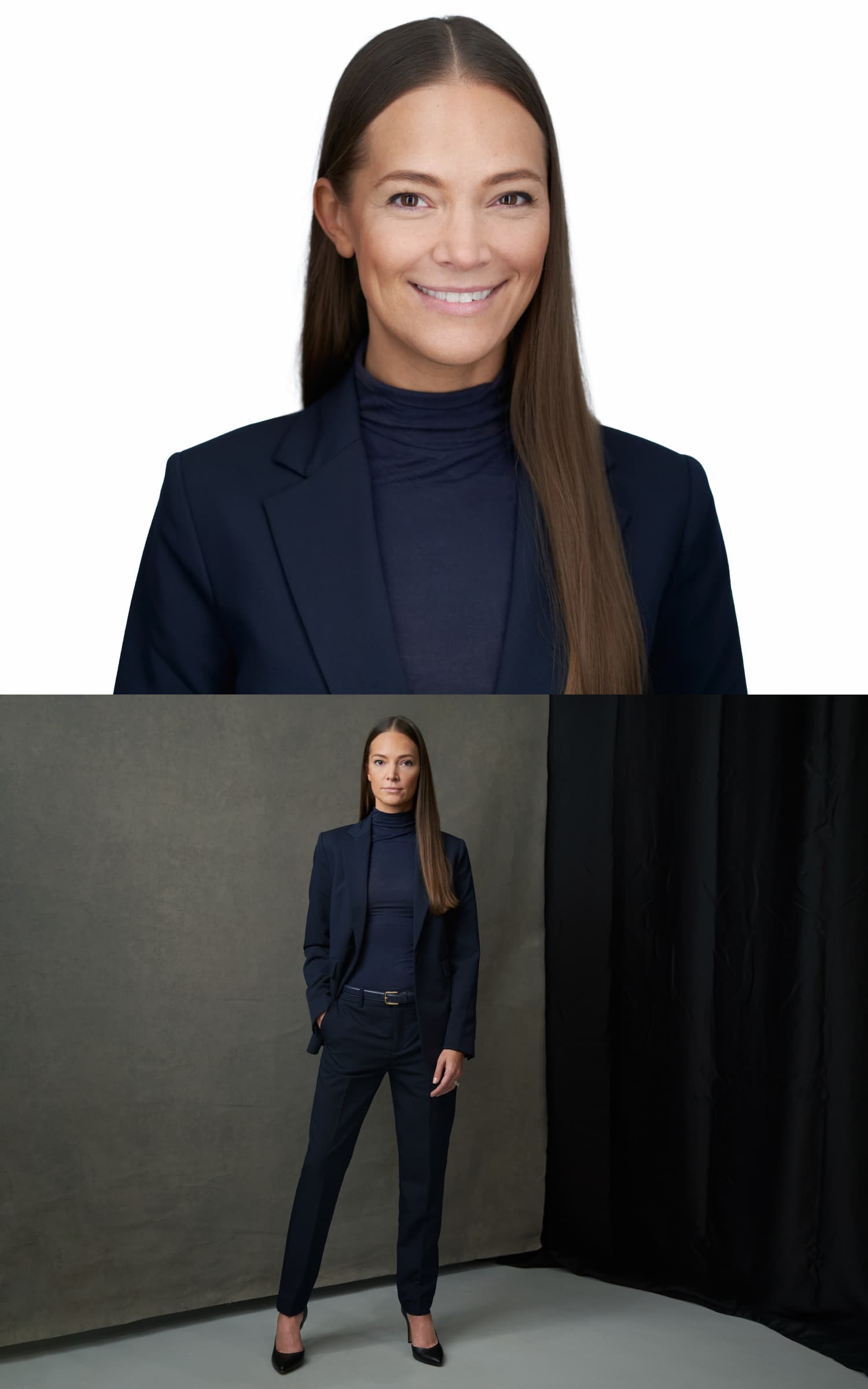 Comparison of headshot, 3/4 length, and full body portrait
