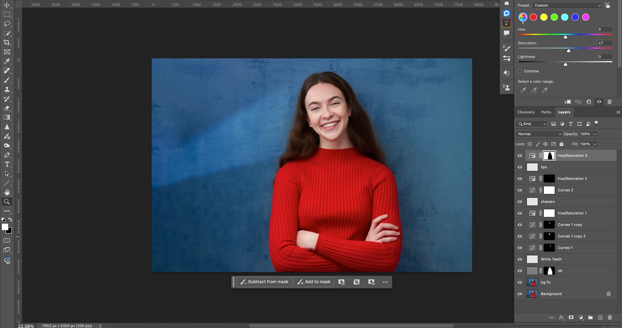 Photoshop retouching adjustments