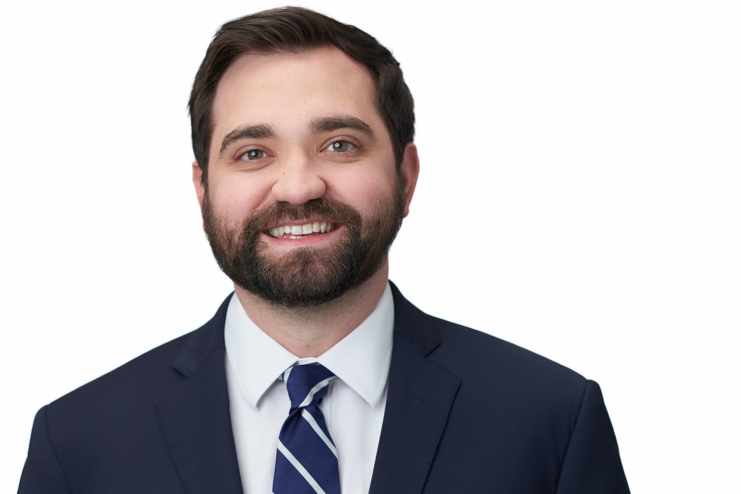 Studio headshot with clean white background